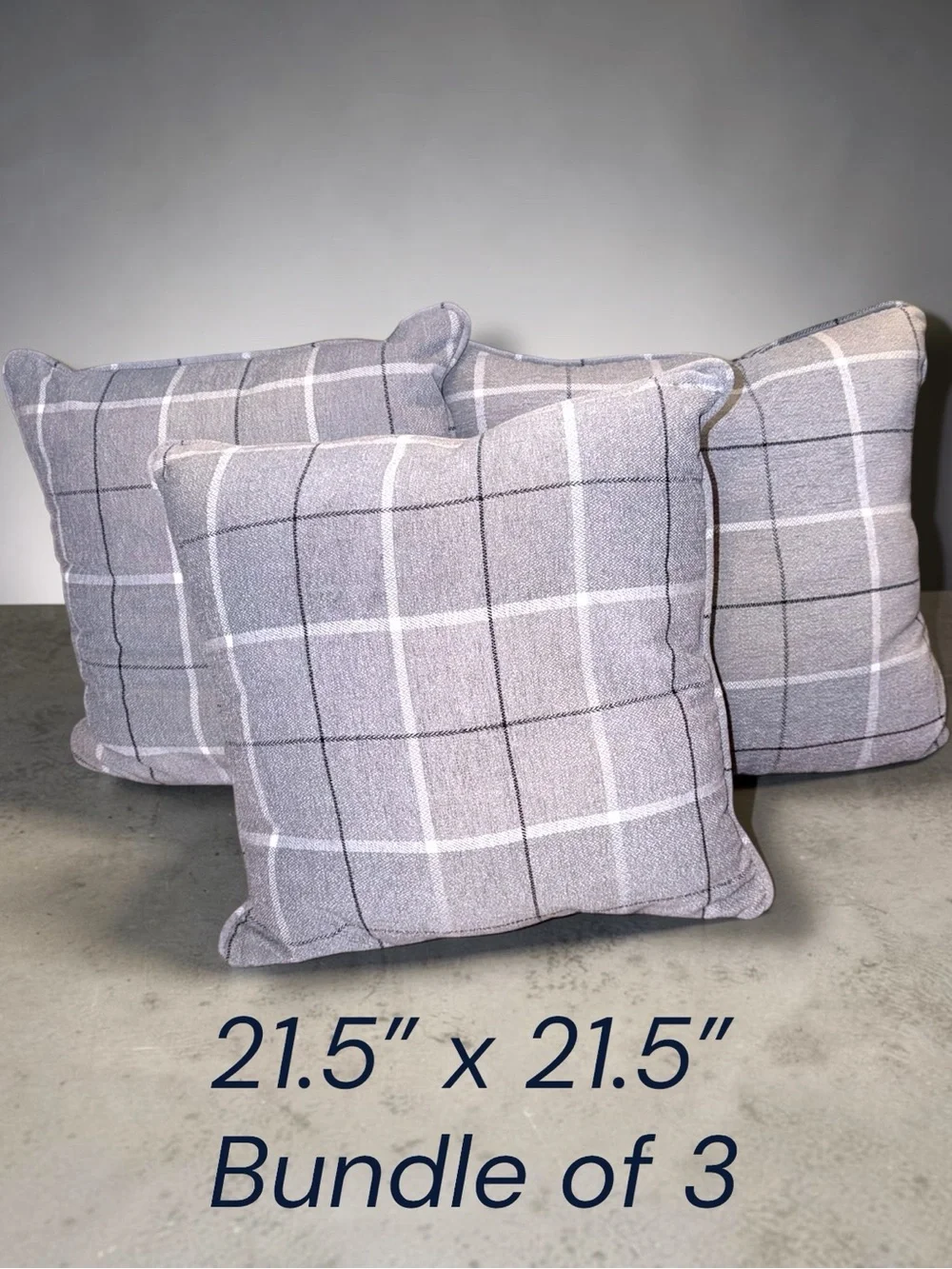 🌼Gray Plaid Decorative Throw Pillow Set of 3